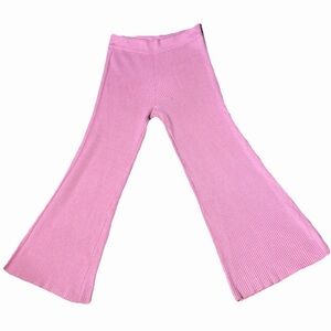 Aerie Gotta Jet High Waisted Wide Leg Ribbed Pink Sweater Pants size XL